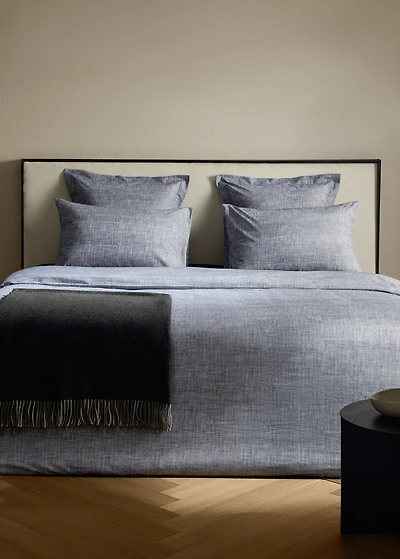 200-thread count percale cotton herringbone-print duvet cover for 135/140 cm bed