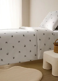 Cotton children's duvet cover with hedgehog print for 135/140 cm bed
