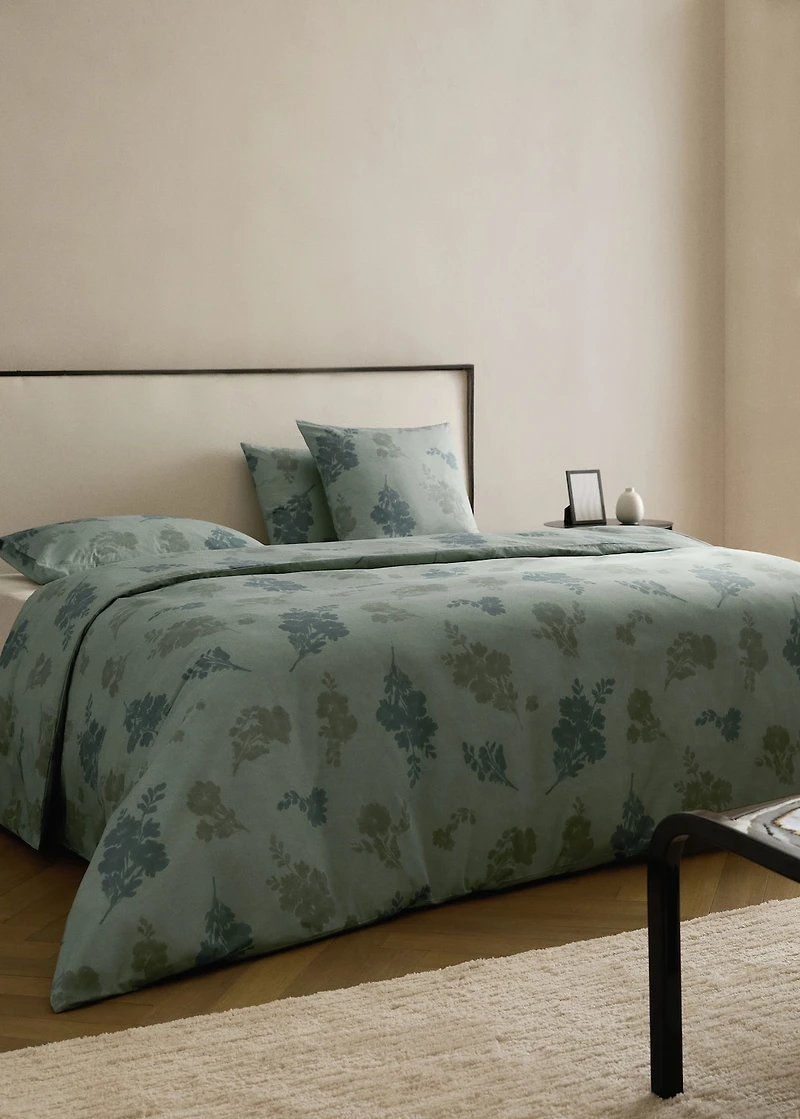200-thread count percale cotton duvet cover with blurred floral print for 150/160 cm bed