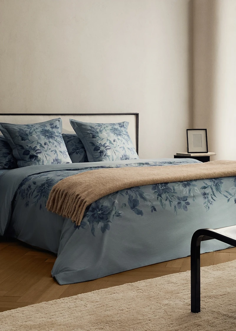 Percale cotton watercolour floral-print duvet cover for 135/140 cm bed