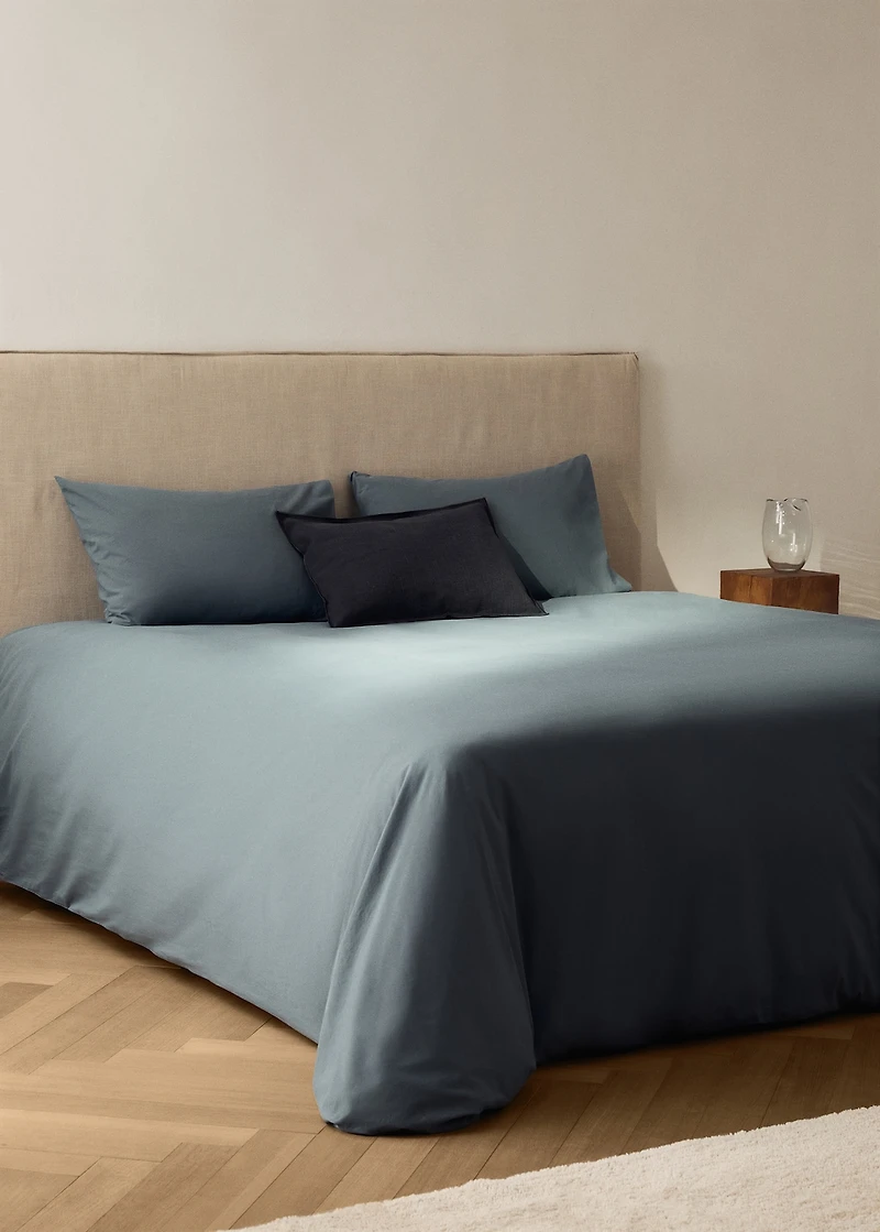 Washed-cotton duvet cover for 90 cm bed