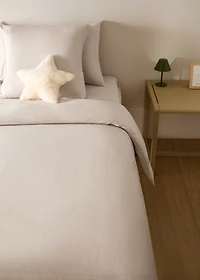 Children's duvet cover in yarn-dyed cotton with mini-check pattern for 90 cm bed