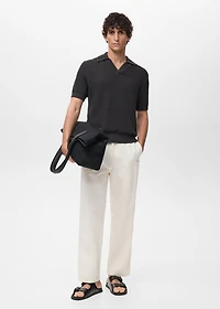 Crochet cotton polo shirt