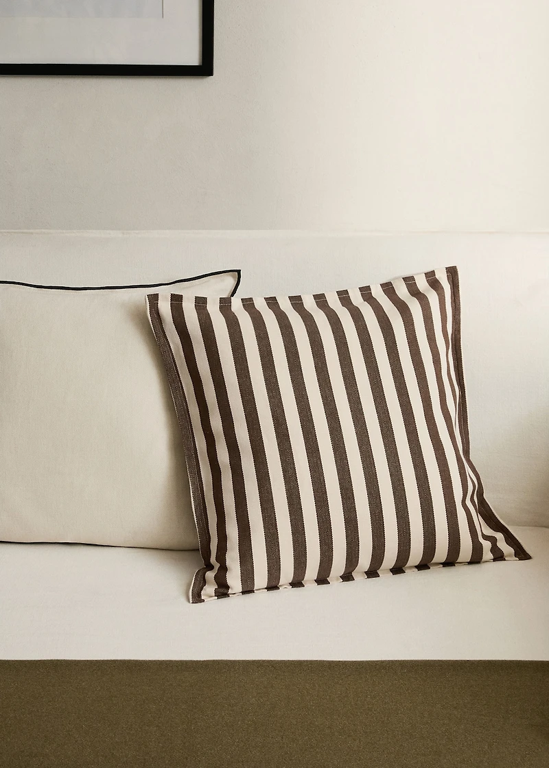 Cotton two-tone cushion cover with woven stripes 50x50 cm