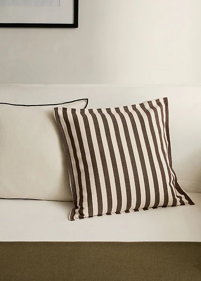Cotton two-tone cushion cover with woven stripes 50x50 cm