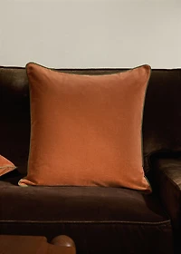 Velvet cushion cover with contrasting piping 50x50 cm