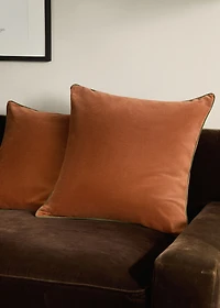Velvet cushion cover with contrasting piping 60x60 cm