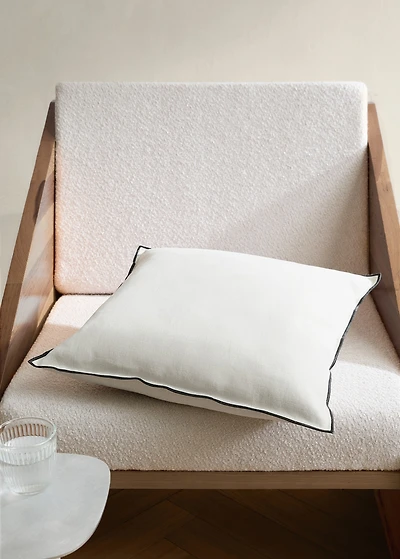 Cotton linen cushion cover with overlock tab 50x50 cm