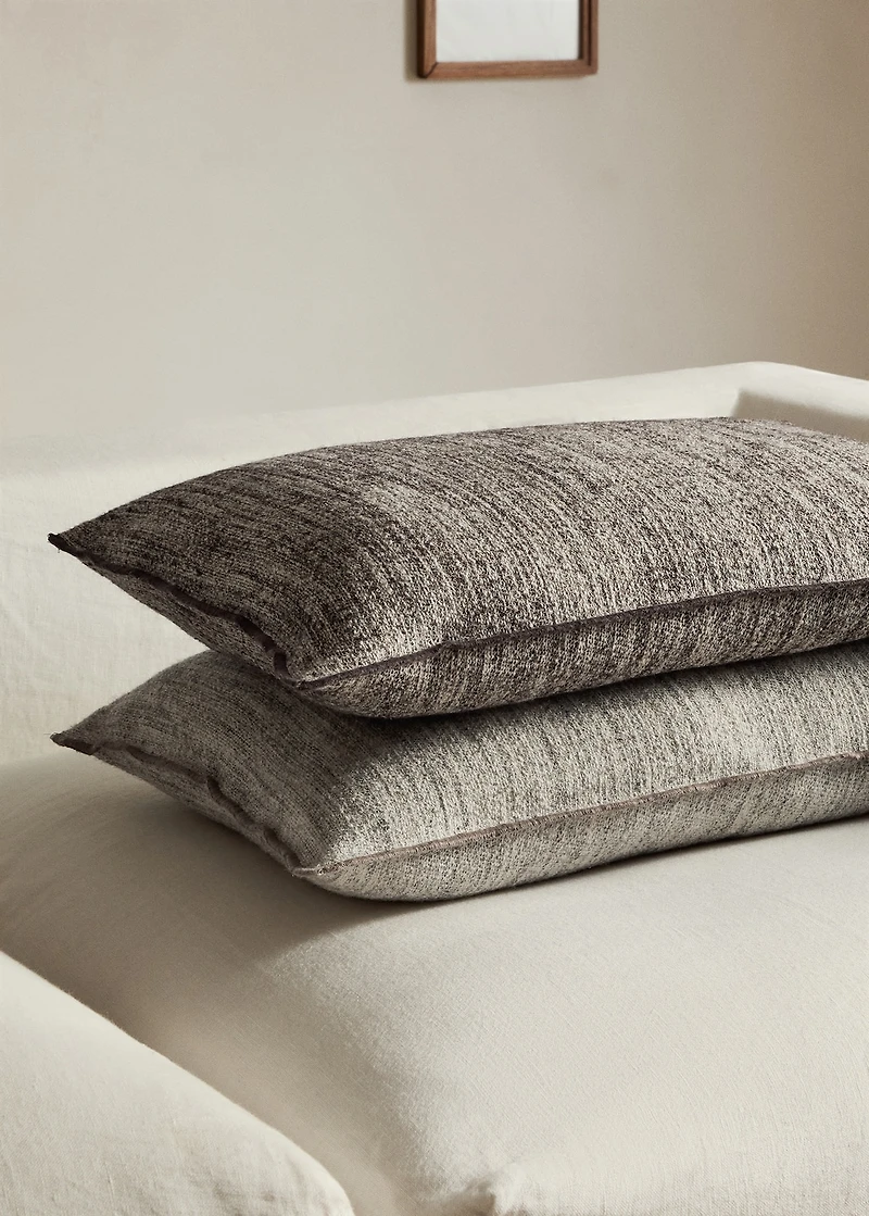 Cotton, linen and wool textured cushion cover with zip