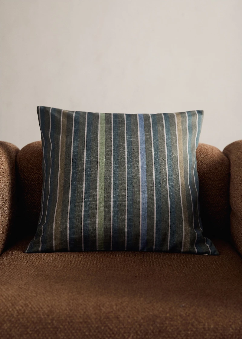 Cotton cushion cover with printed stripes 45x45 cm