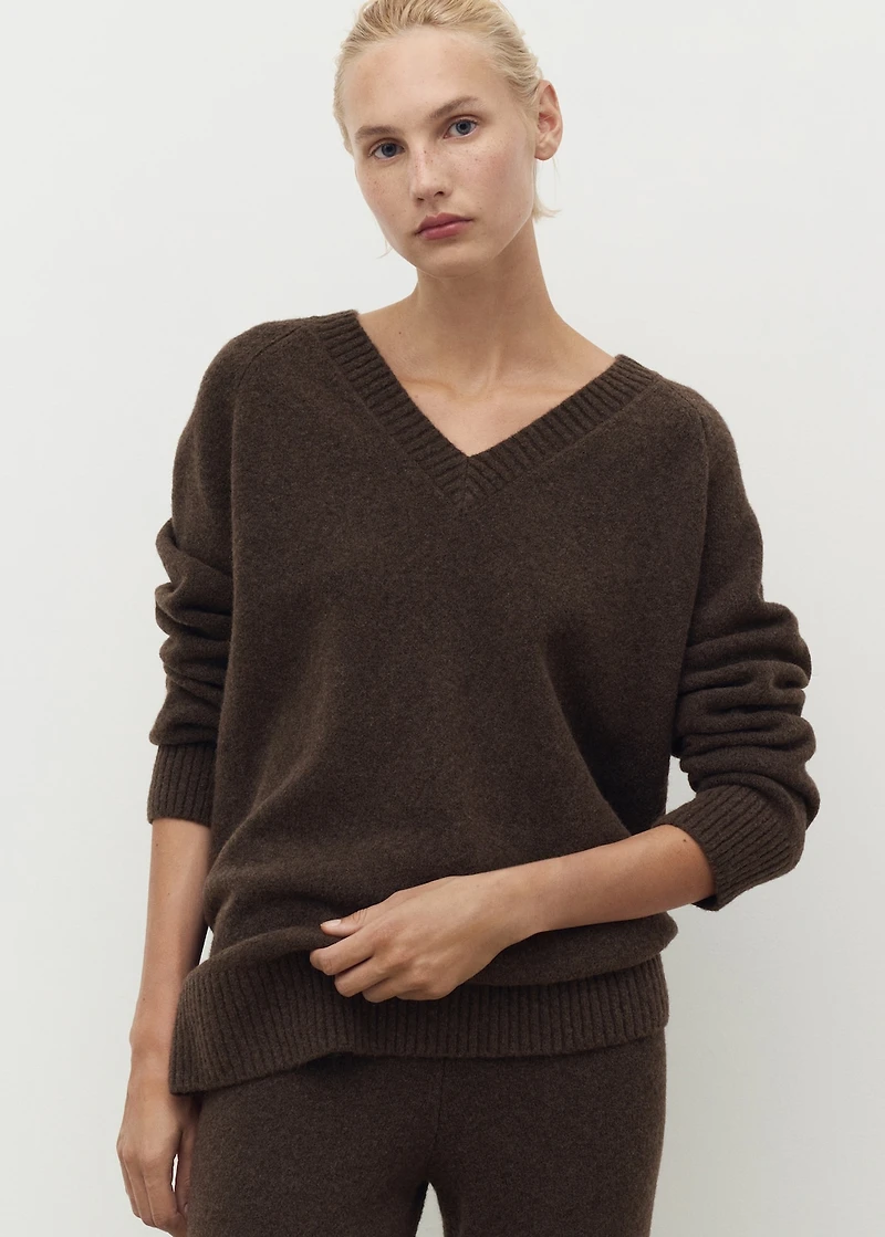 V-neck knit sweater