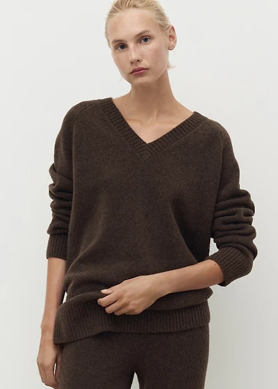V-neck knit sweater