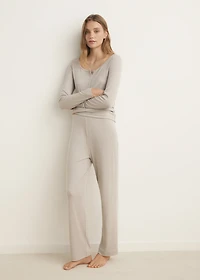 Ribbed-knit pajama pants