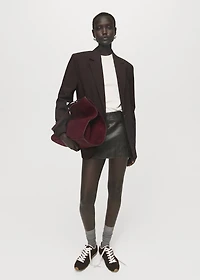 Suede leather shopper bag