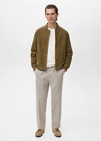 Suede leather bomber jacket