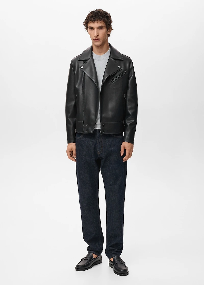 Faux-leather biker jacket