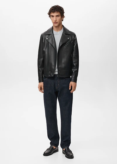 Faux-leather biker jacket
