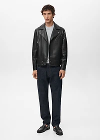 Faux-leather biker jacket