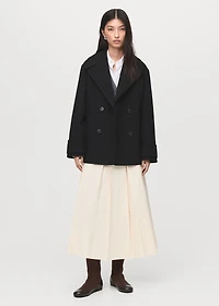 Double-breasted wool-blend coat