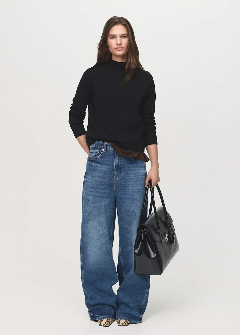 Knitted sweater with perkins neck