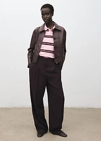 Striped polo-neck sweater