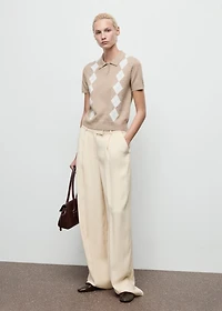 Argyle polo neck sweater