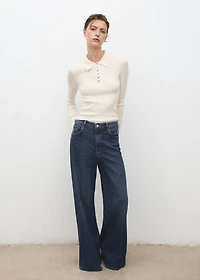 Polo-neck ribbed sweater