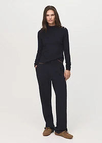 Perkins-neck sweater with button