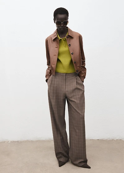 Polo-neck ribbed sweater