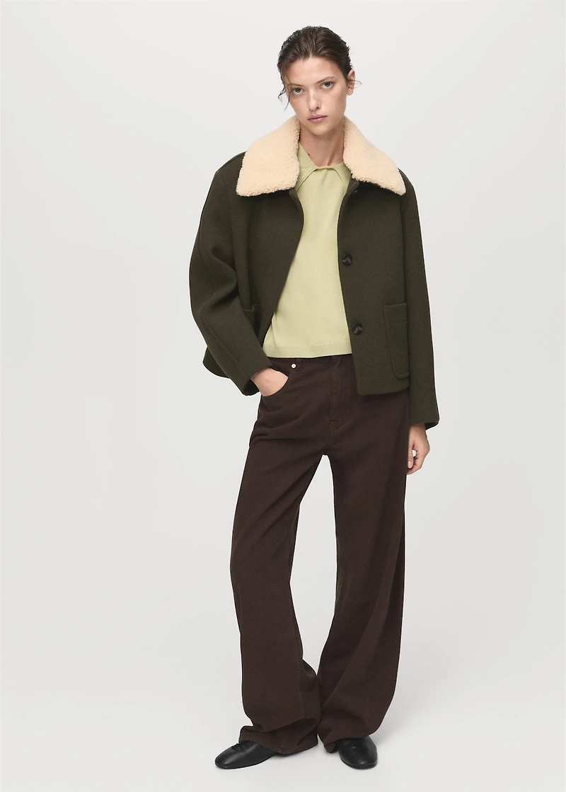 Short-sleeved sweater with scarf