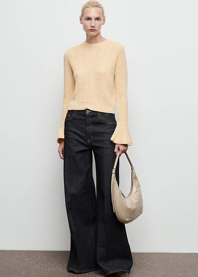 Cable-knit sweater with flared sleeves