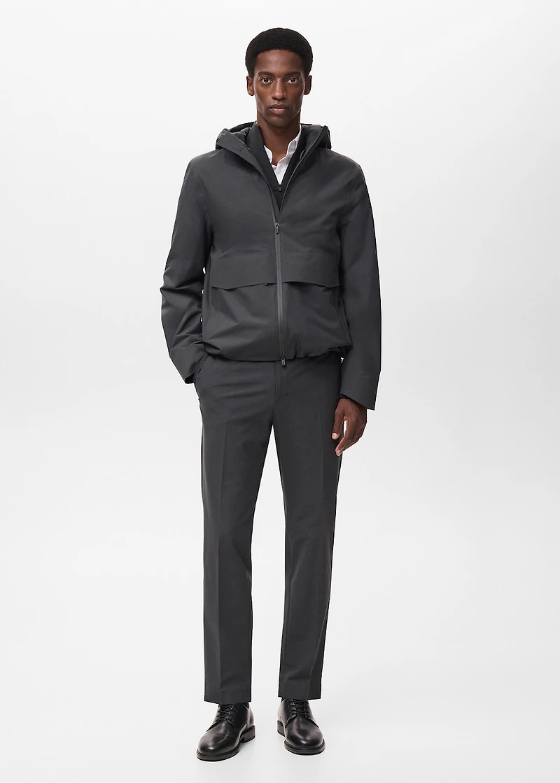 Water-repellent hooded jacket