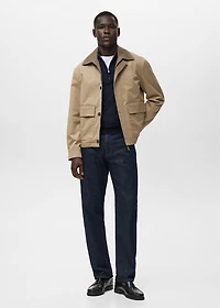 Water-repellent jacket with corduroy collar