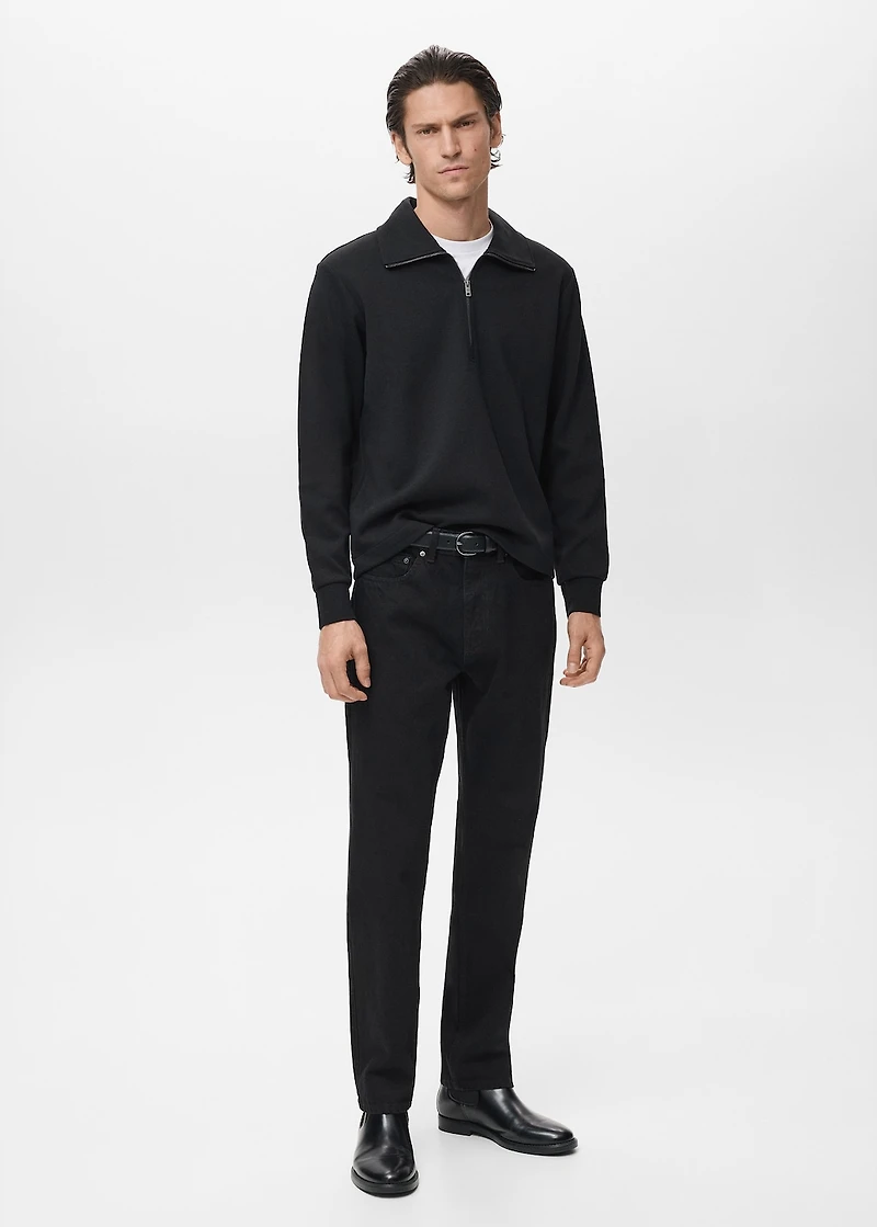 Cotton sweatshirt with zipper neck