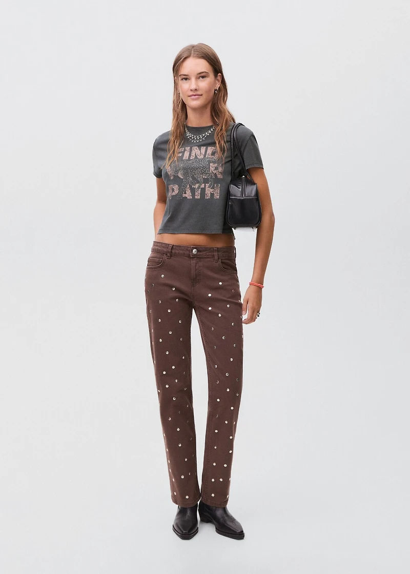 Printed cotton-blend t-shirt