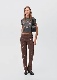 Printed cotton-blend t-shirt