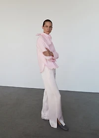 Satin pants with side openings