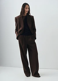 Pleated straight-leg suit pants