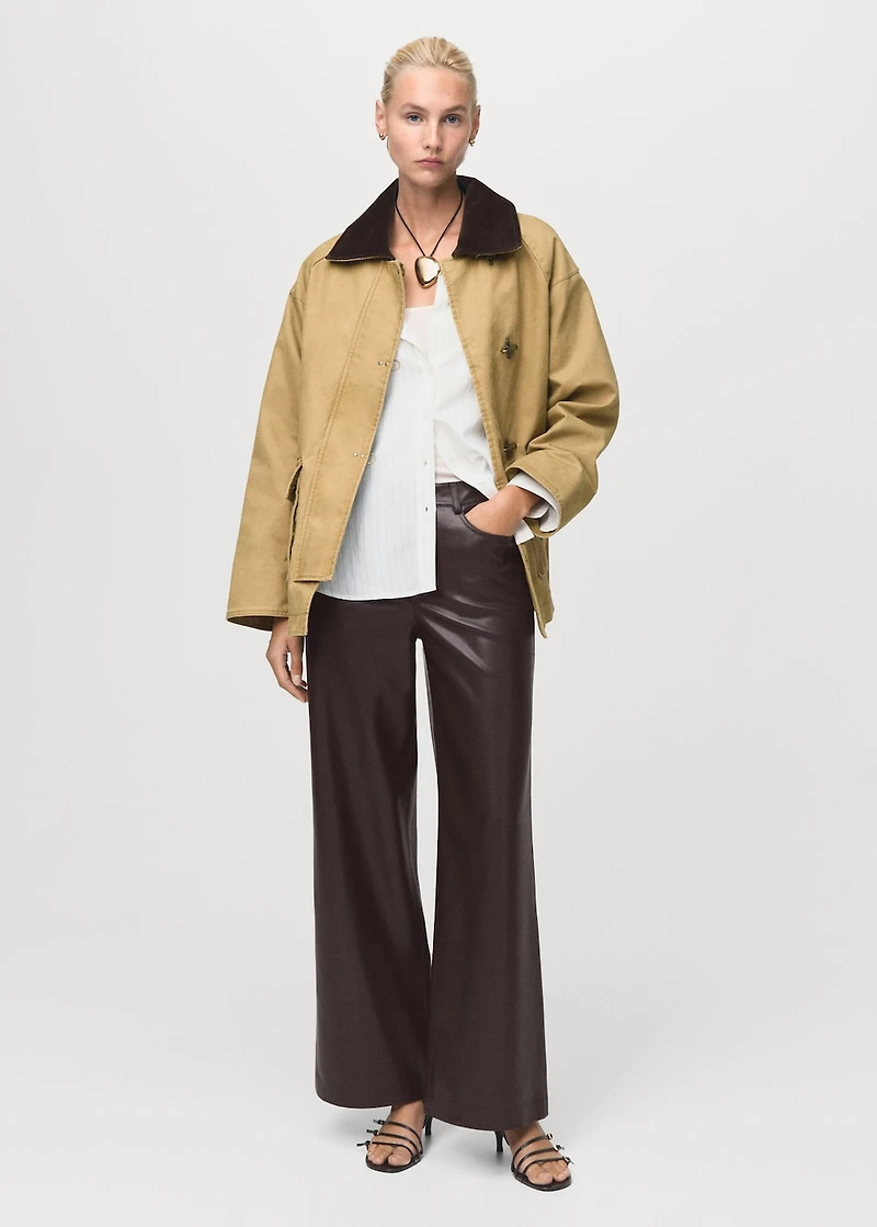 Straight-leg faux-leather pants