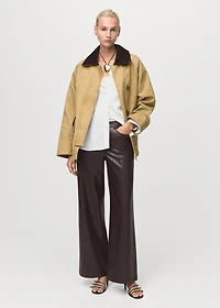 Straight-leg faux-leather pants