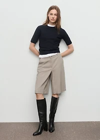 Short-sleeved wool-blend sweater