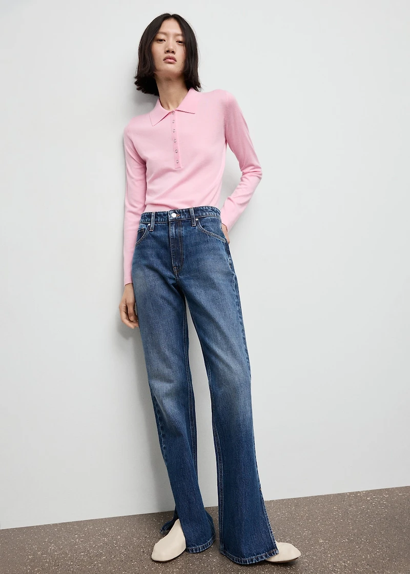 Long-sleeved polo-neck sweater