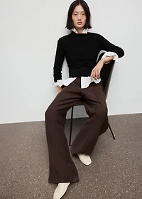 Fitted sweater with perkins neck