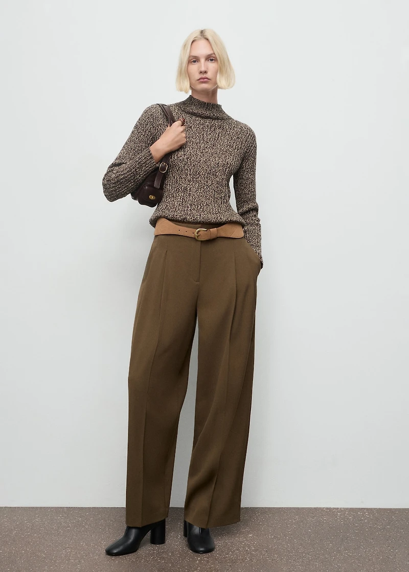 Speckled perkins-neck sweater