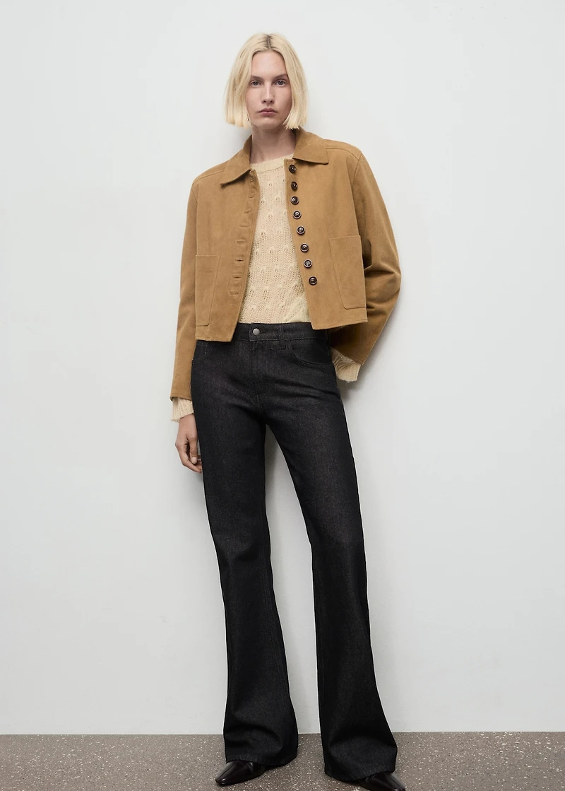 Knit sweater with lace pattern