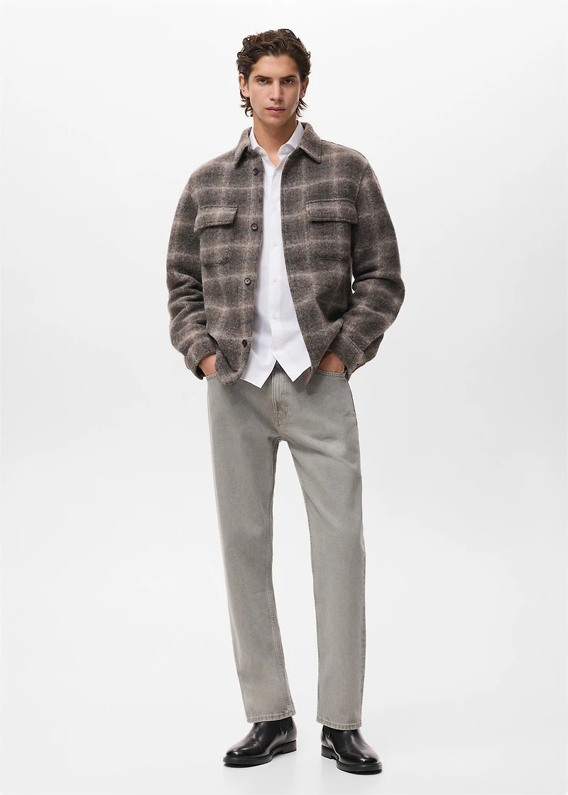 Check wool-blend overshirt