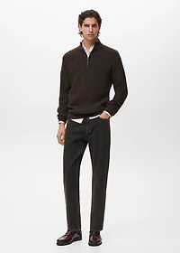 Ribbed sweater with zip neck