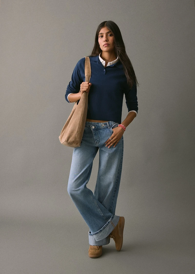 Knitted polo-neck sweater