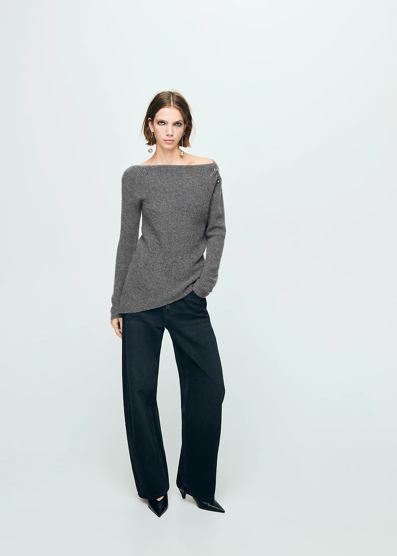 Asymmetrical sweater with metallic detail