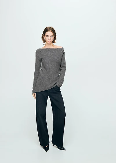 Asymmetrical sweater with metallic detail